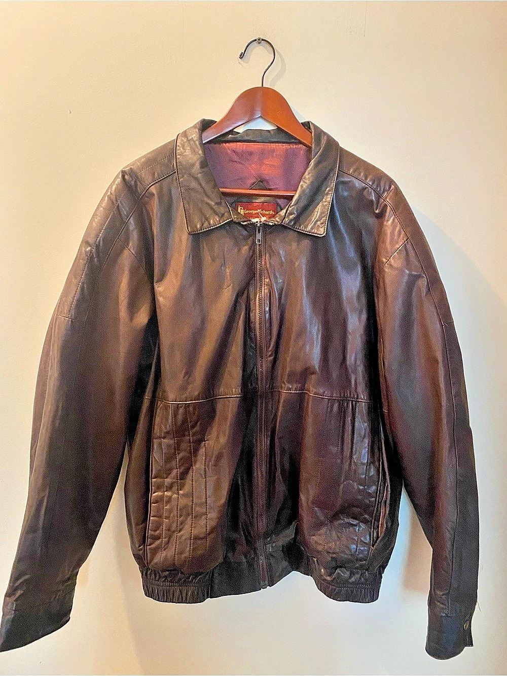 Leather Bomber Jacket in Brown